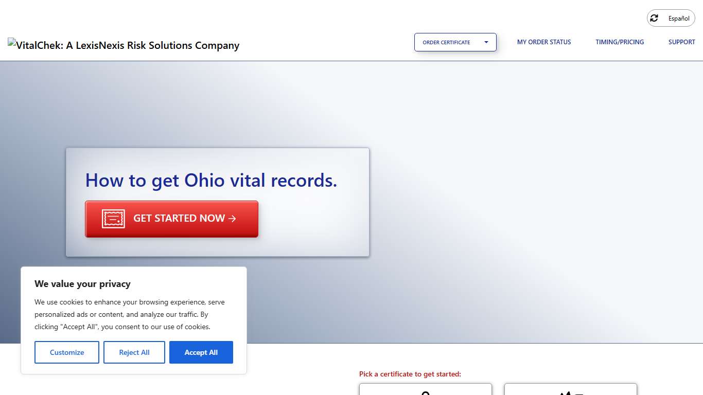 Ohio (OH) Vital Records State Certificates - VitalChek